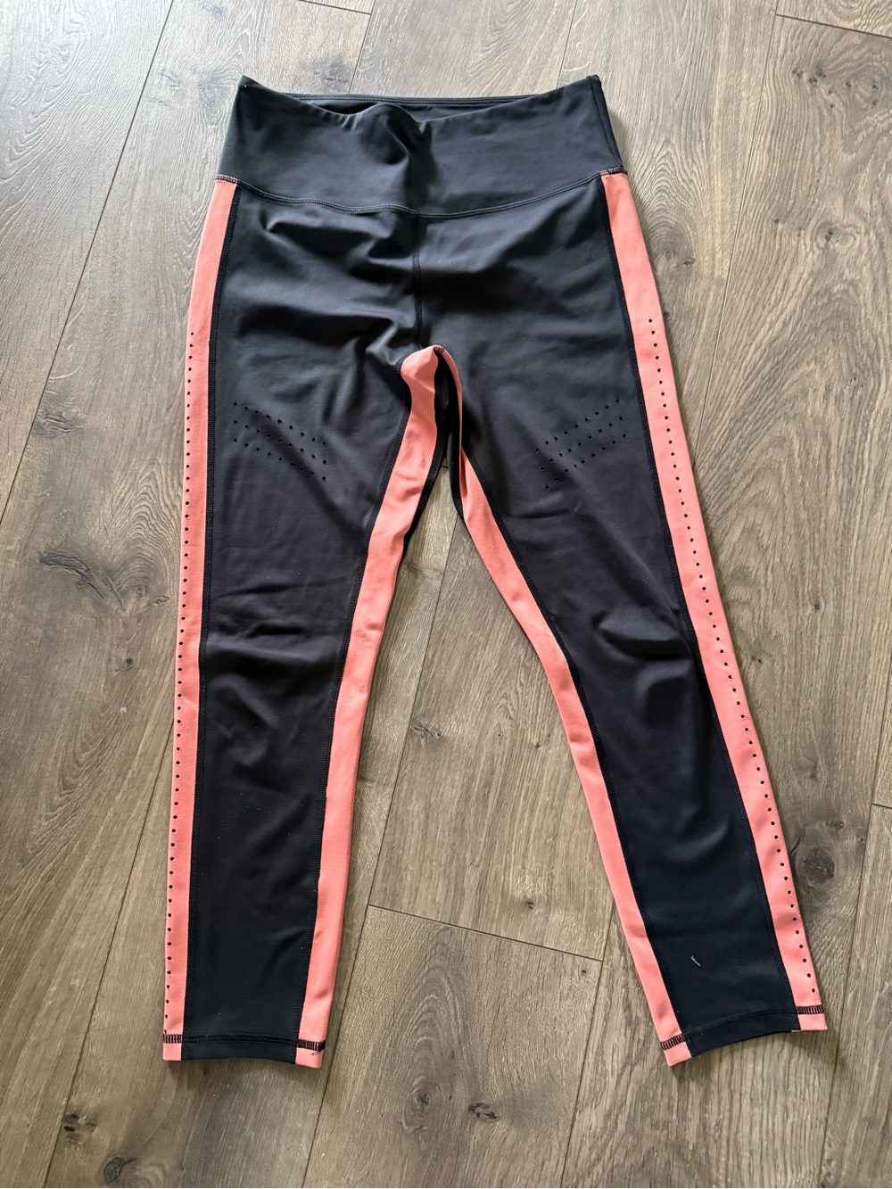 Zyia Black Leggings with Coral Accents